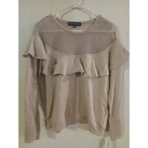 Almost Famous Pink Sweater Size XL Fishnet Pastel Cozy Cottage Ballet Coquette